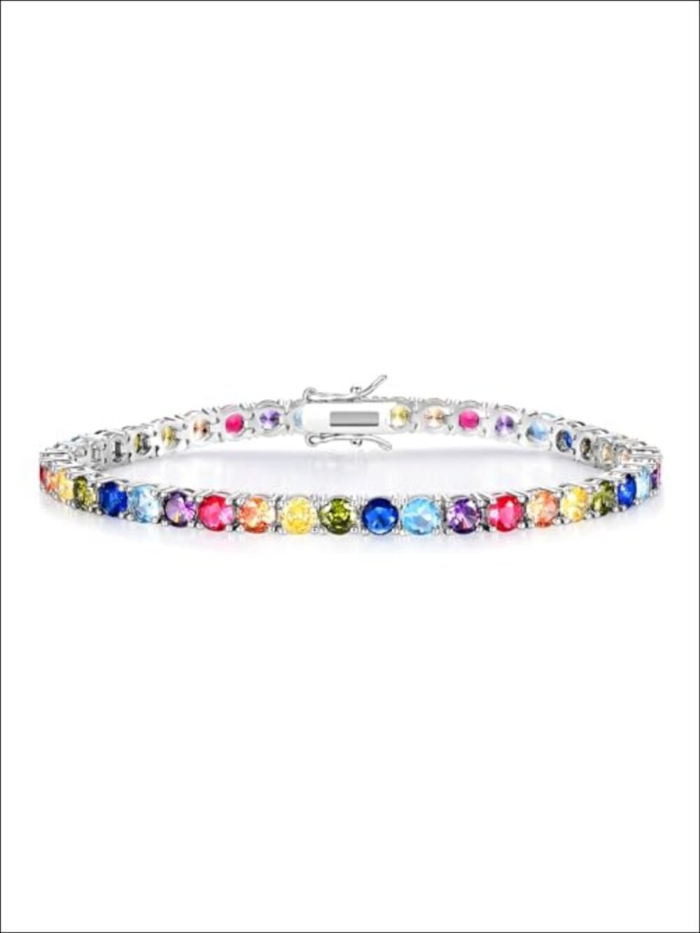 4.0mm Cubic Zirconia Tennis Bracelet 18K White Gold Plated Chain 8.5 Inch